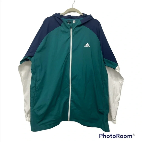 Adidas Color block Zip Up Windbreaker Hoodie Men’s Size 2XL - Picture 5 of 10